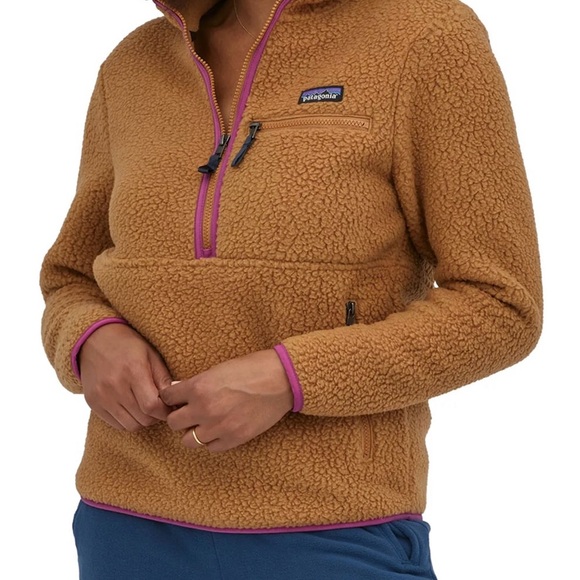 Patagonia Women's Retro Pile Fleece Marsupial Nest Brown with Amaranth Pink - Picture 2 of 15